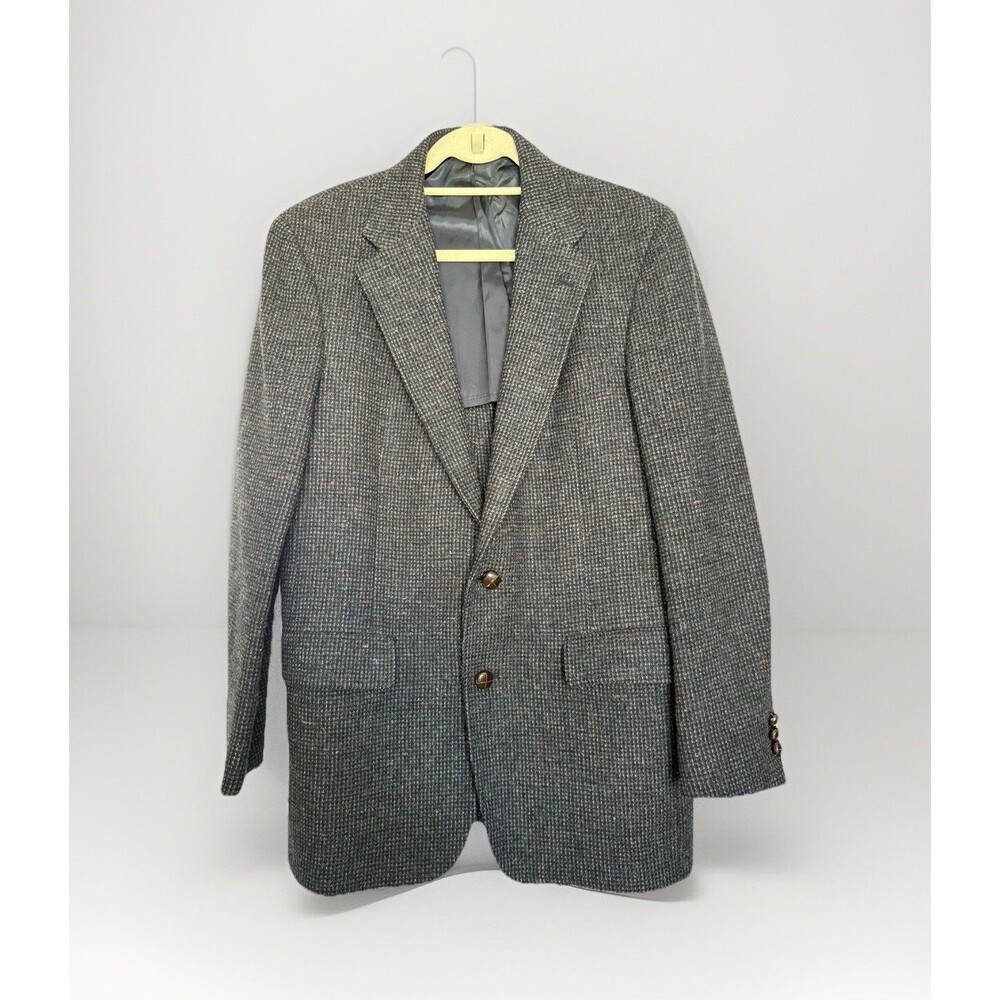 Vintage Palm Beach Sport Coat Mens Brown Tweed Wool 2-Button Blazer